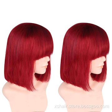 2021 hot sale machine made short human hair wigs straight none lace cheap bob wig